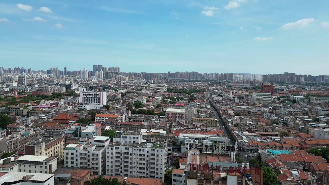航拍福建泉州古城历史街区