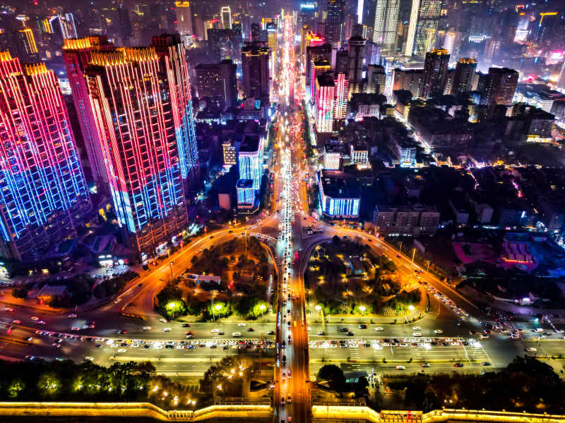 湖南长沙城市风光航拍摄影图