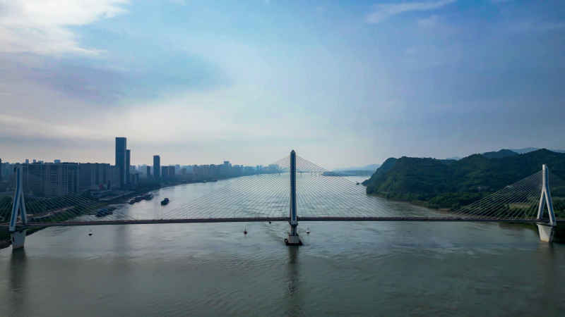 湖北宜昌城市风光航拍图 