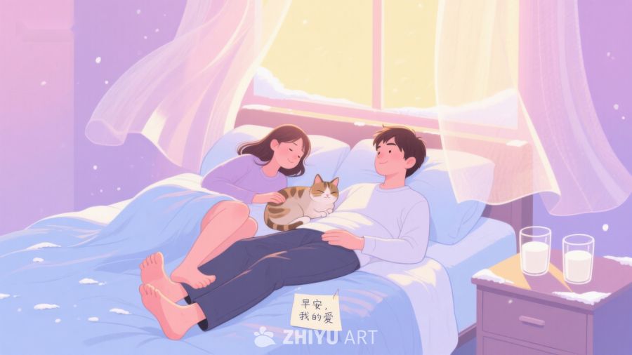 温馨床头，情侣共度晨光 414