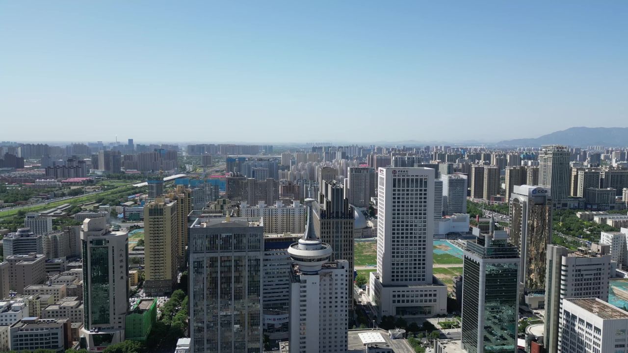  航拍河北石家庄城市建设