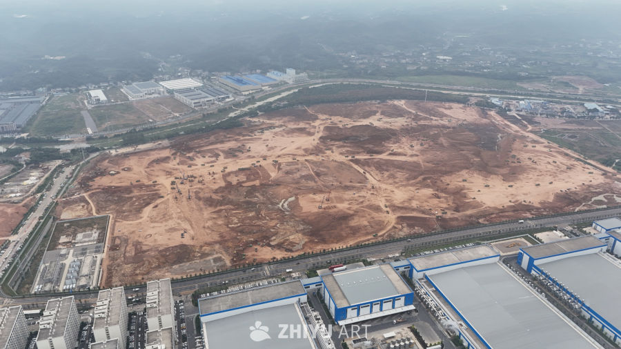 航拍工业区建设工地