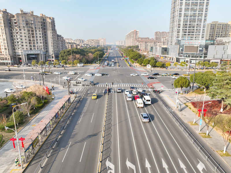 航拍昆山城镇道路风光新春氛围 51