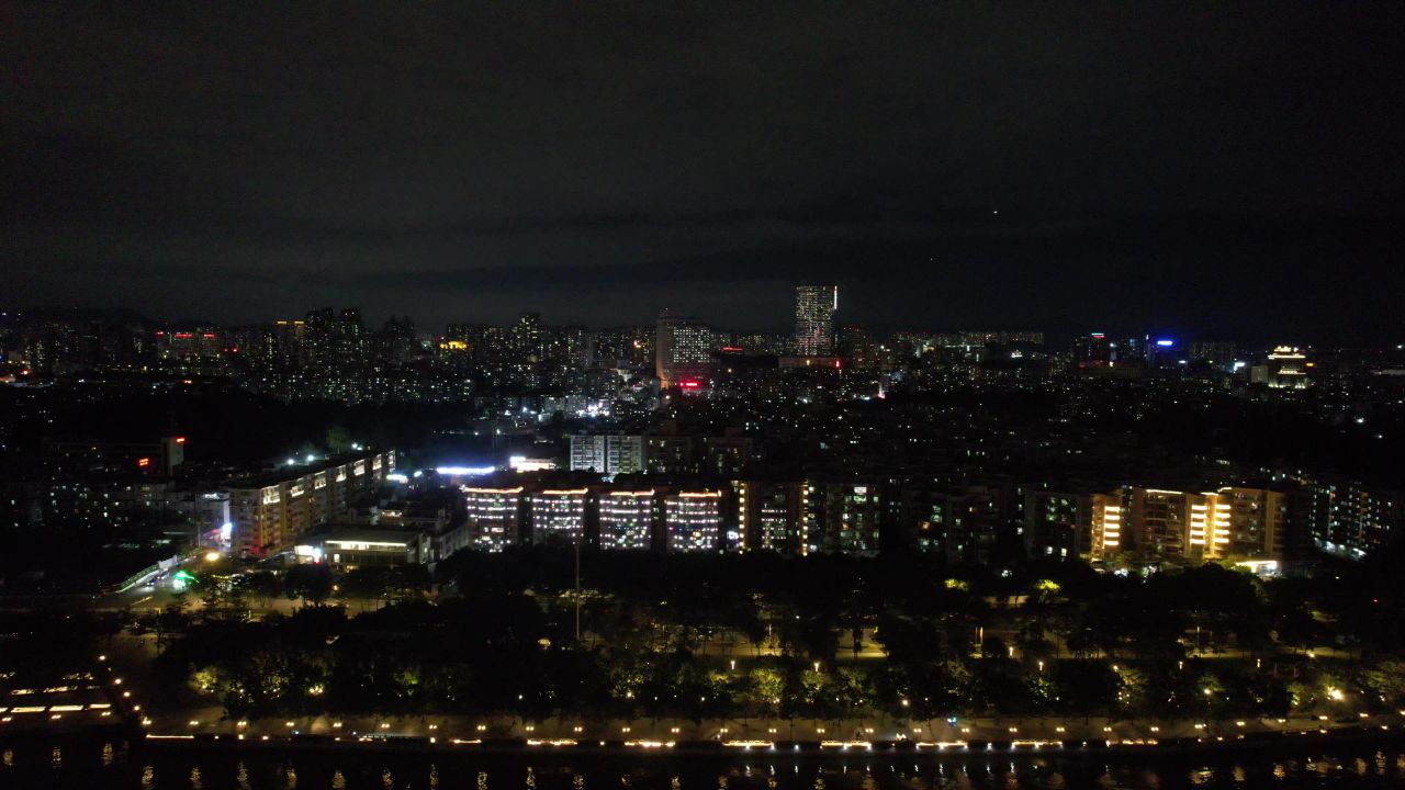 广州城市夜景万家灯火灯光航拍 