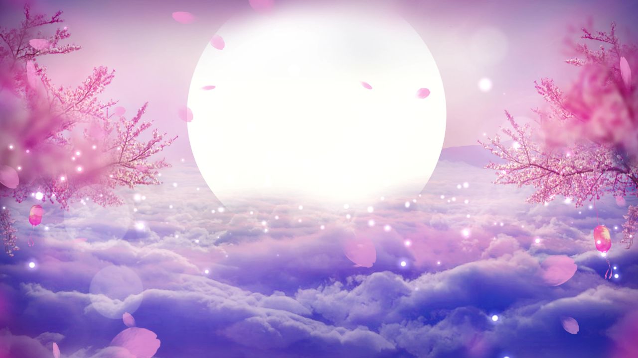 唯美大海上升月亮白月光蓝色夜空圆月明月大屏幕舞台LED视频  151
