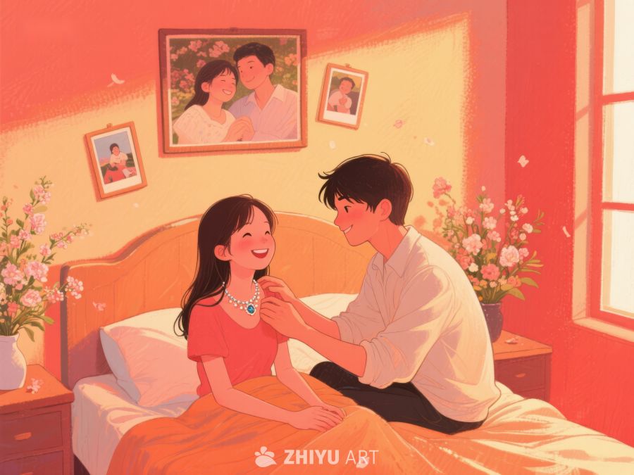温馨时刻：情侣床边互动 752
