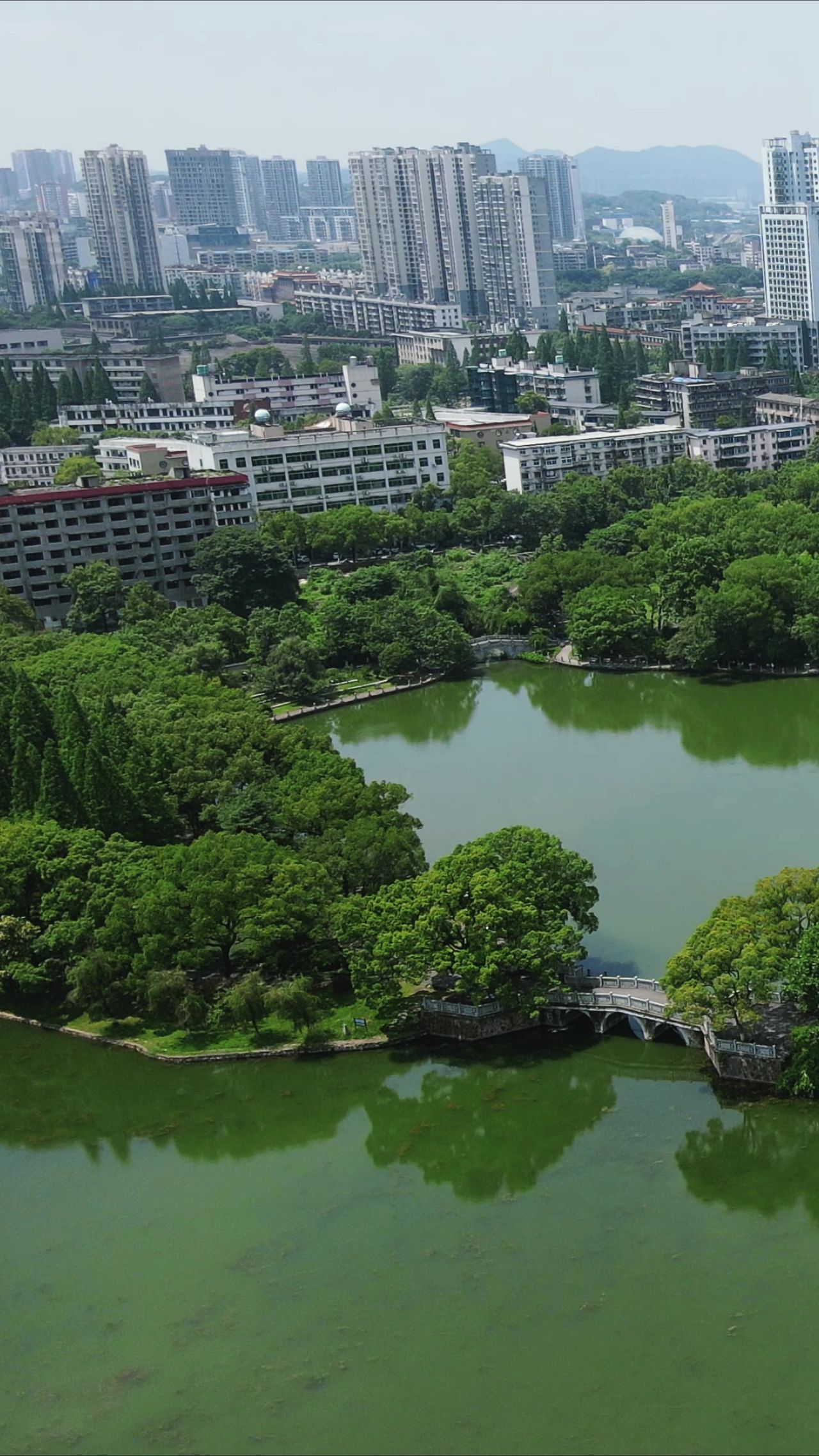 航拍湖南株洲神农公园竖屏