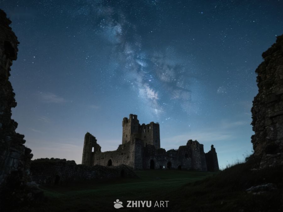 星空下的古老城堡遗迹 171