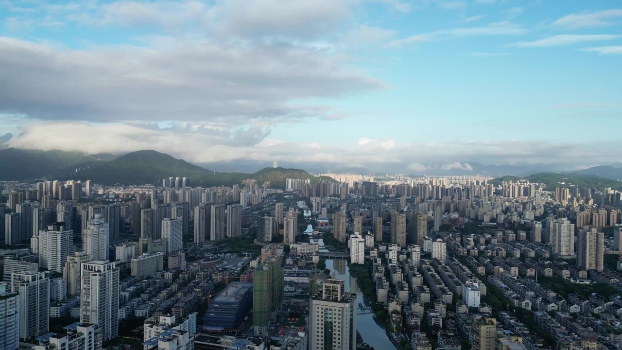 航拍浙江温州城市天际线温州大景温州鹿城区 