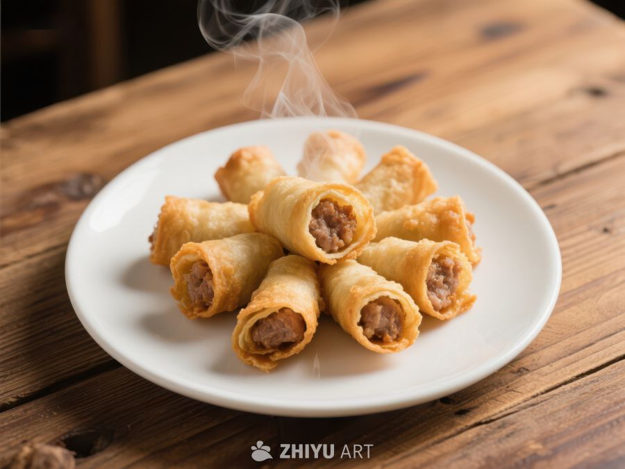 金黄酥脆的春卷热气腾腾 357