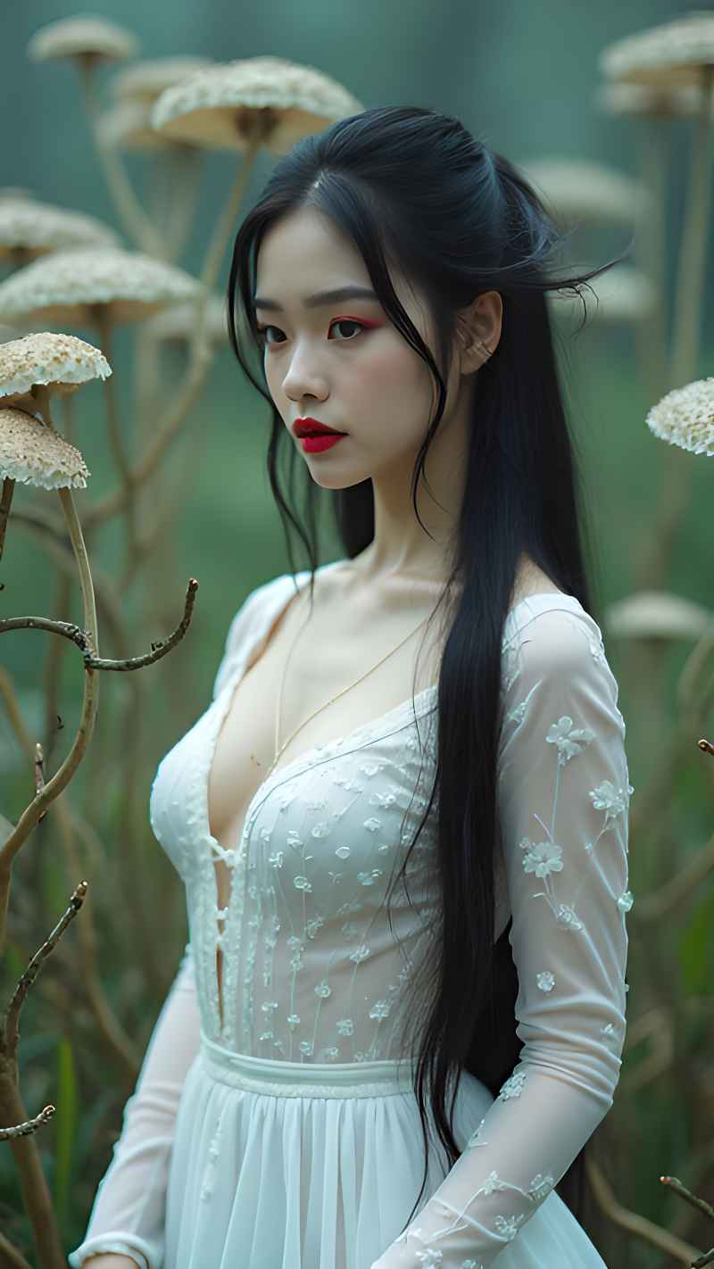 森林户外白色系列性感美女造型 30