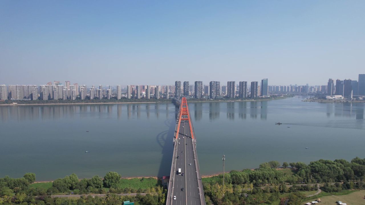 湖南长沙城市风光地标建筑航拍 