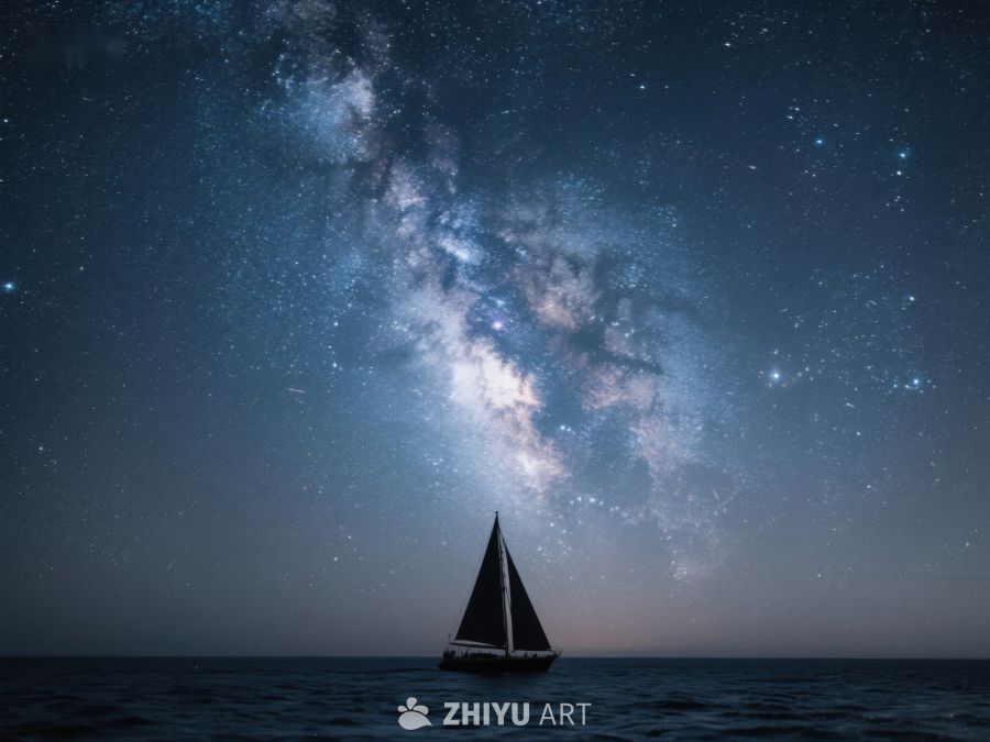夜空下的帆船与银河 297