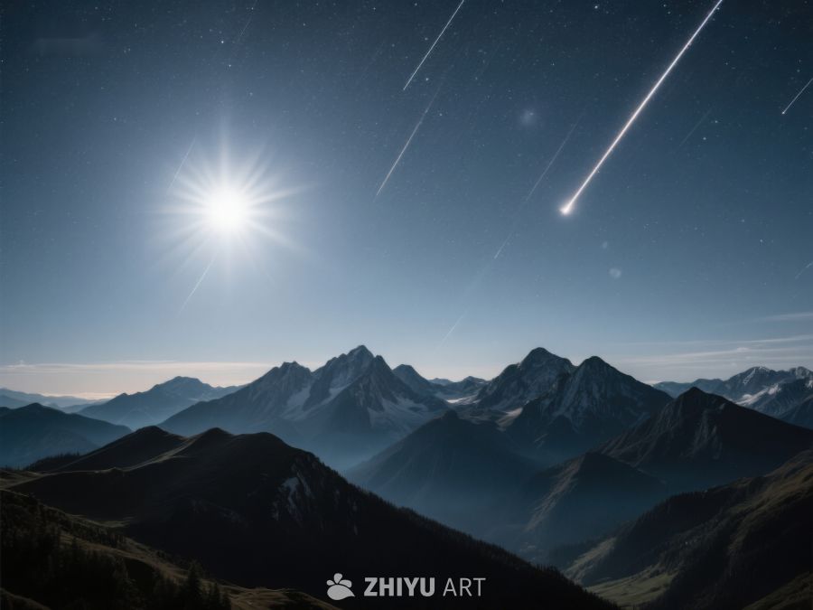 夜空流星划过山峦 278