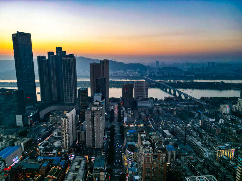 湖南长沙黄兴路步行街五一商圈航拍摄影图 