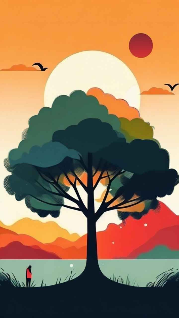 一幅画画着树极简主义 77