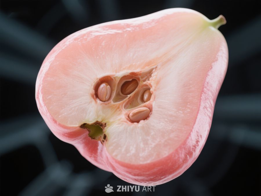 切开的粉红色果实特写 351