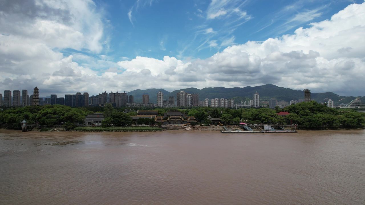 浙江温州江心屿4A景区航拍 