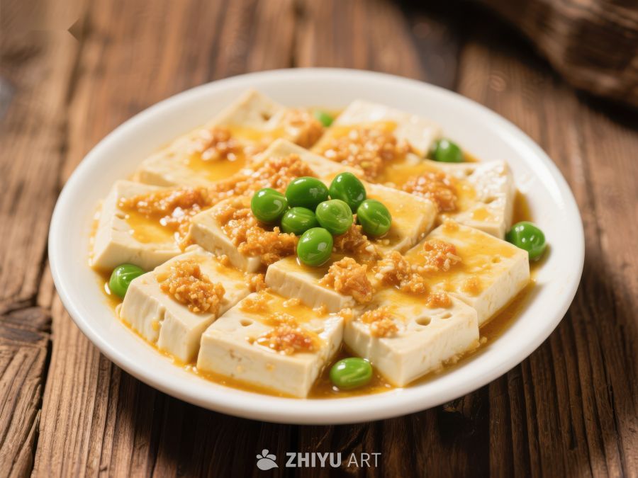 金蒜青豆豆腐美食 377