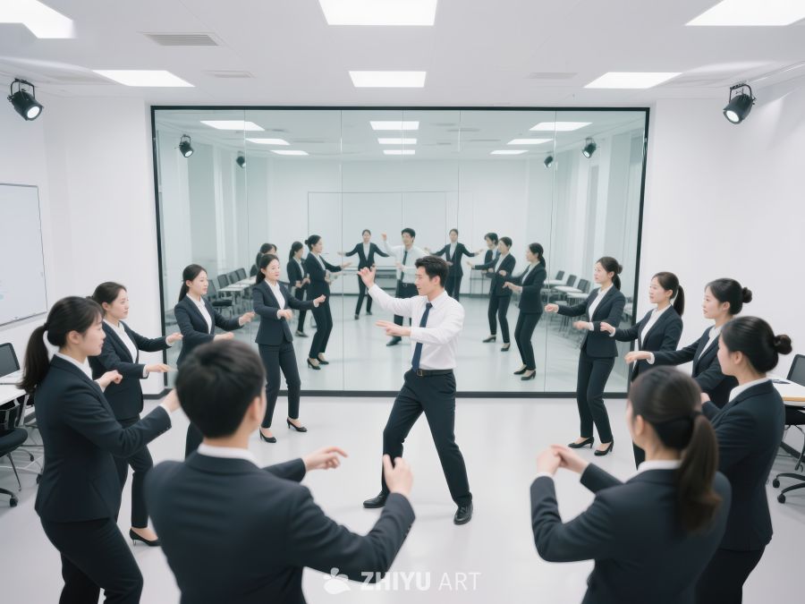 职场团队进行集体舞蹈训练 454