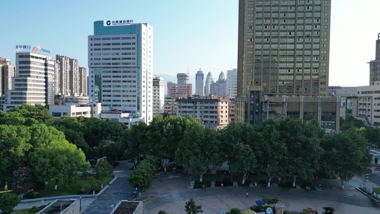航拍金华江北商业中心