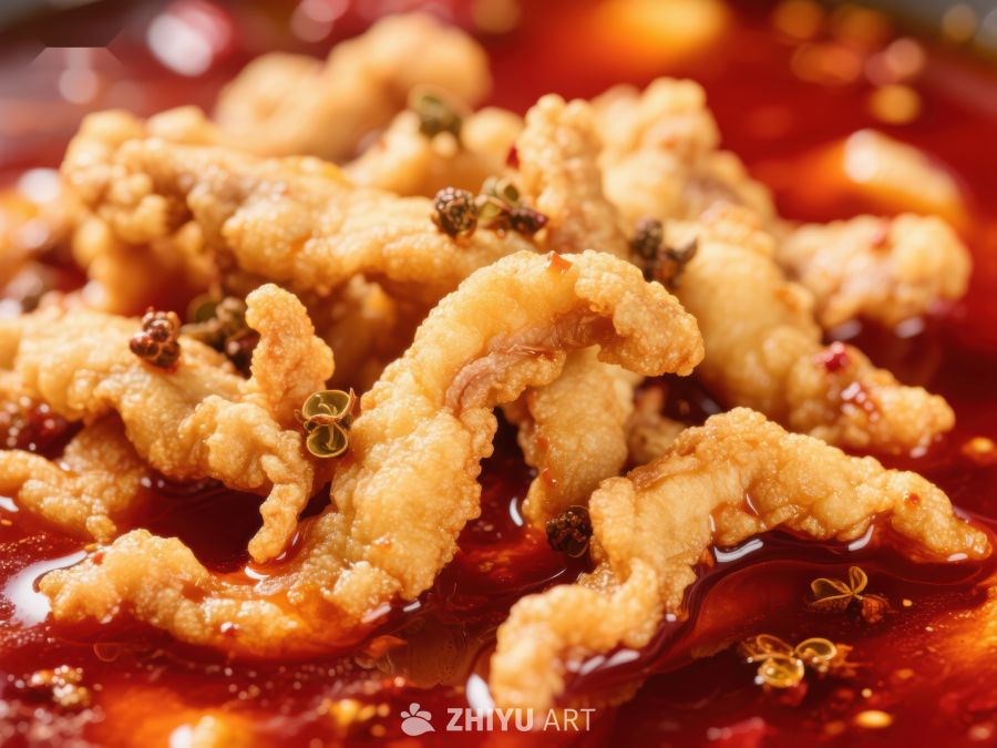 麻辣香锅中的酥脆鸡肉 412