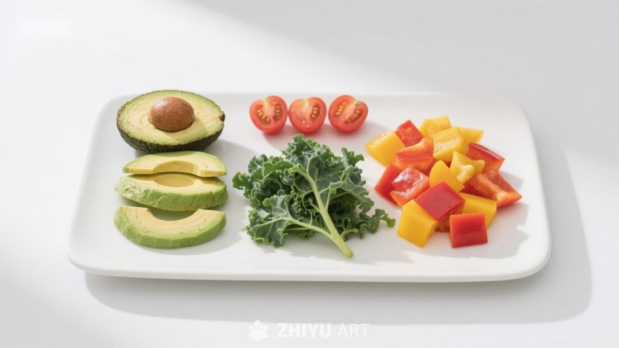 新鲜蔬菜水果切片摆盘