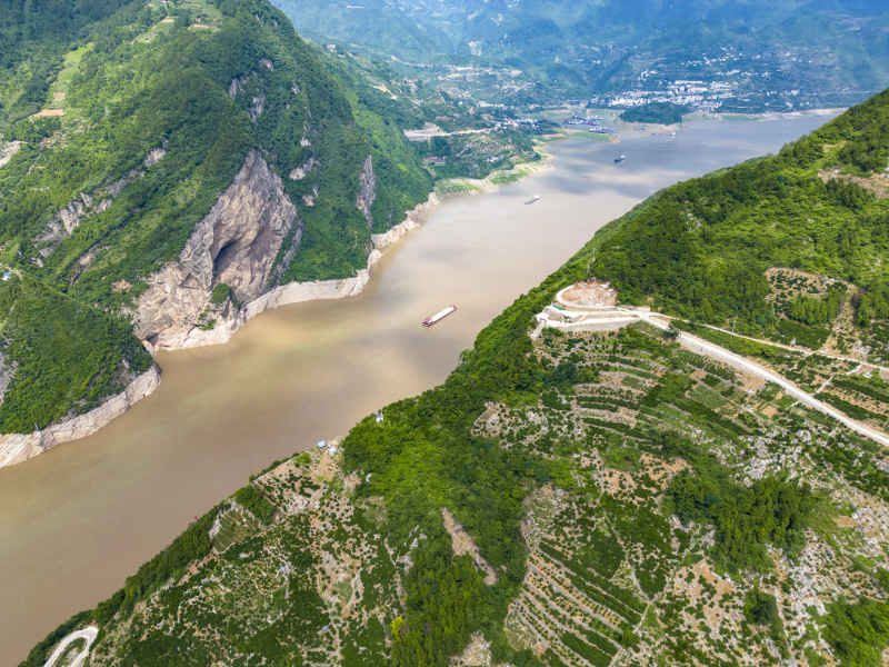 湖北长江三峡风光航拍图 