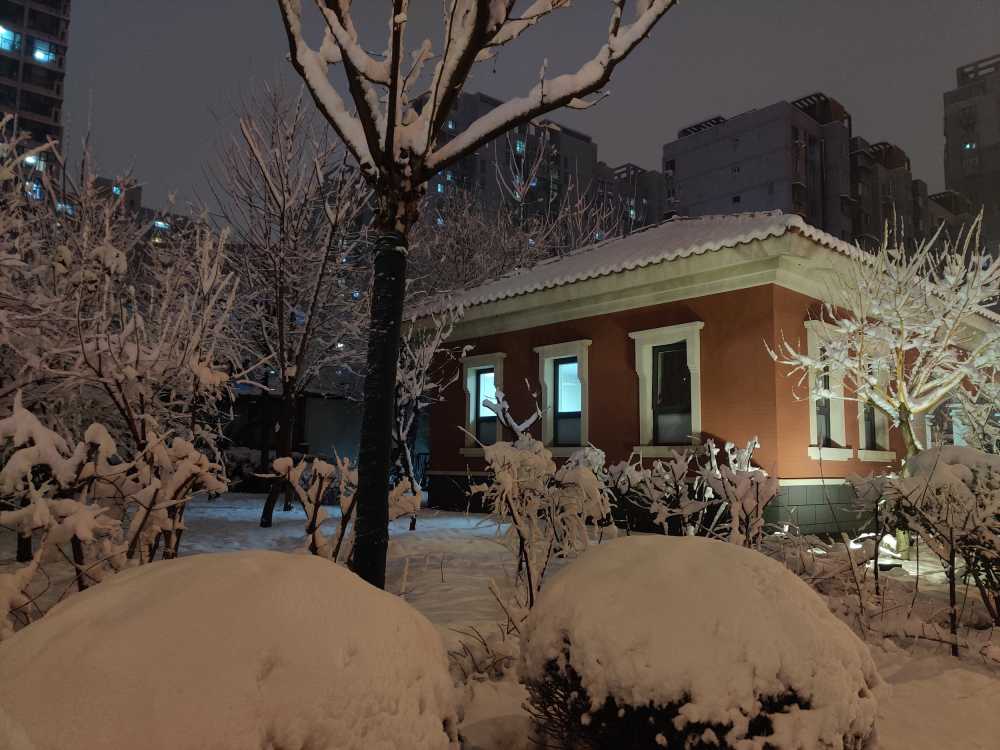 三月雪天的夜晚
