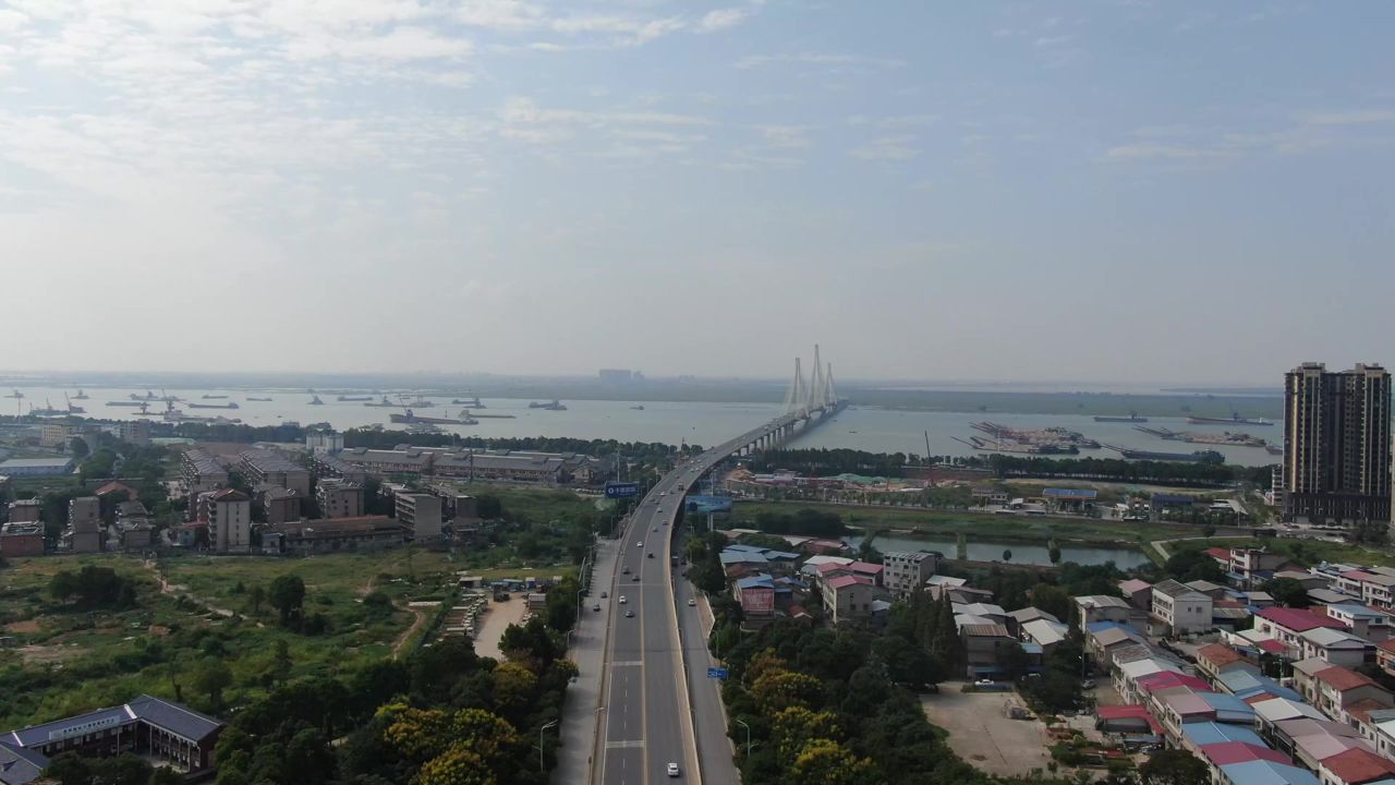  湖南 岳阳 洞庭湖大桥 交通 航拍