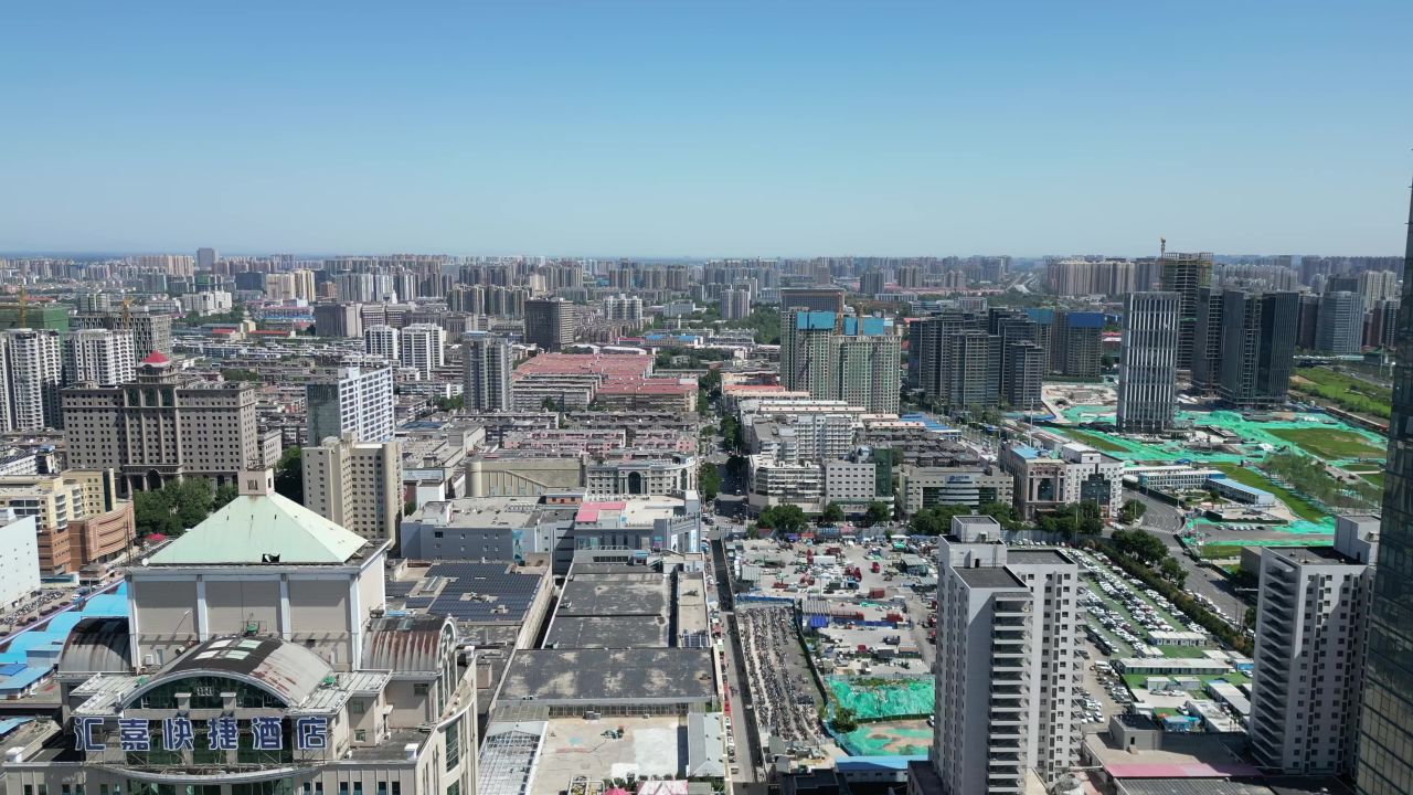  航拍河北石家庄城市建设