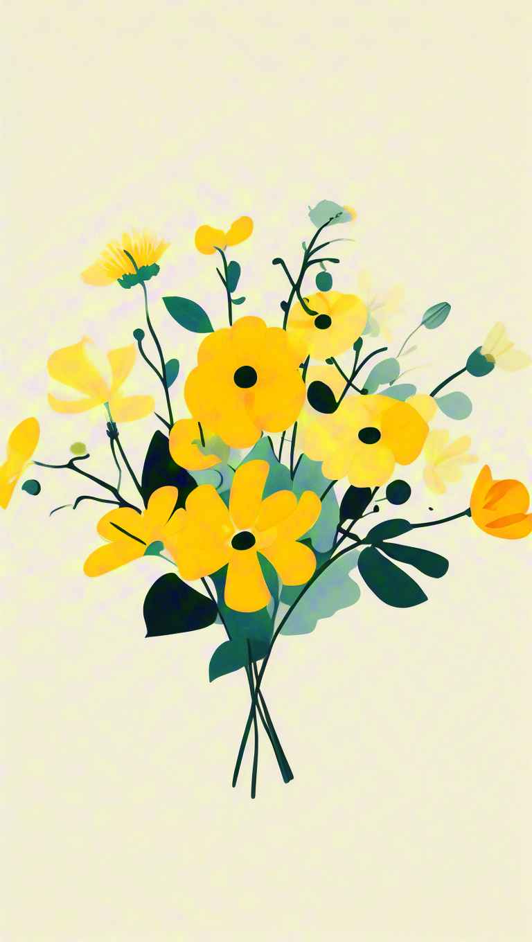 一束黄色的花在一个简单的白色背景 23
