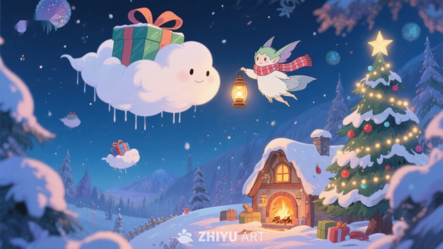 冬夜童话：雪景中的圣诞小屋 71