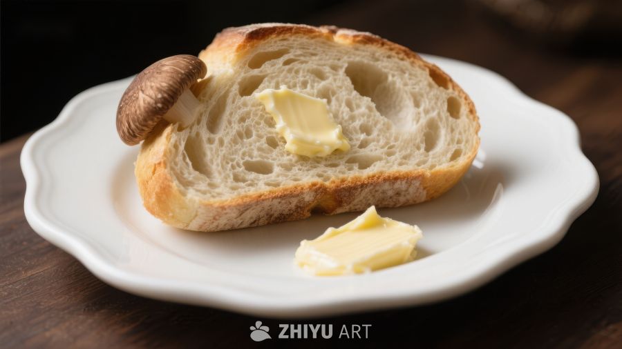 黄油涂抹的面包片