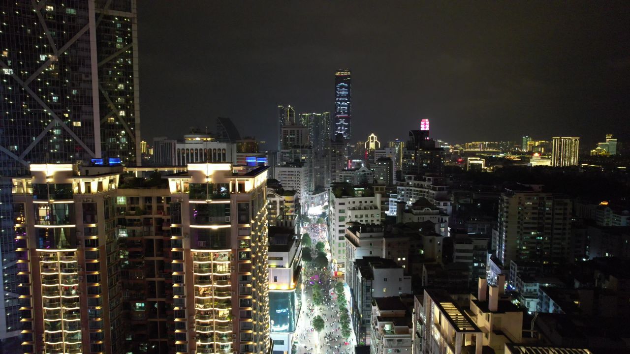 广西柳州五星商业步行街夜景灯光