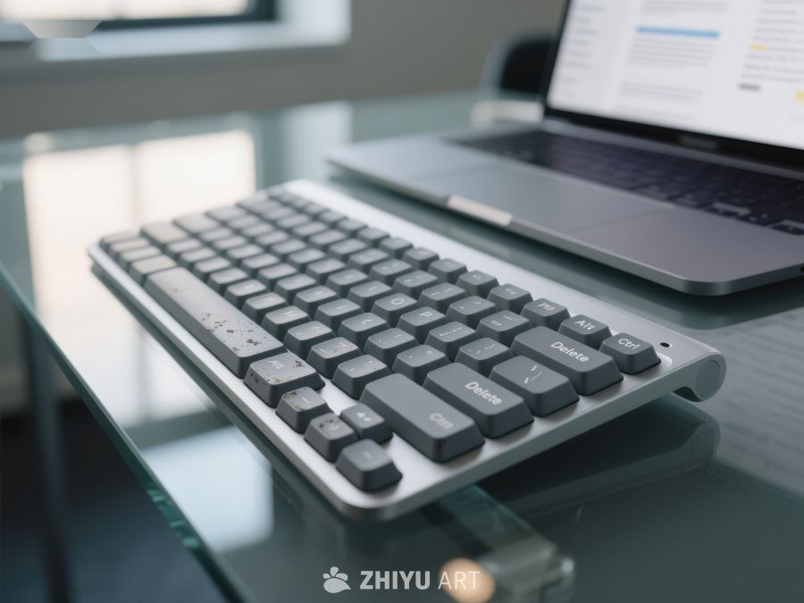 办公桌上的键盘与笔记本电脑 111