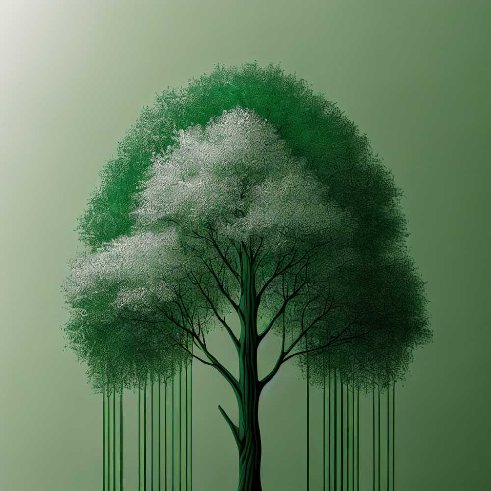 绿色一条线绘制银榉树
