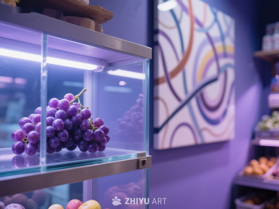 冷藏柜中的紫色葡萄展示 363