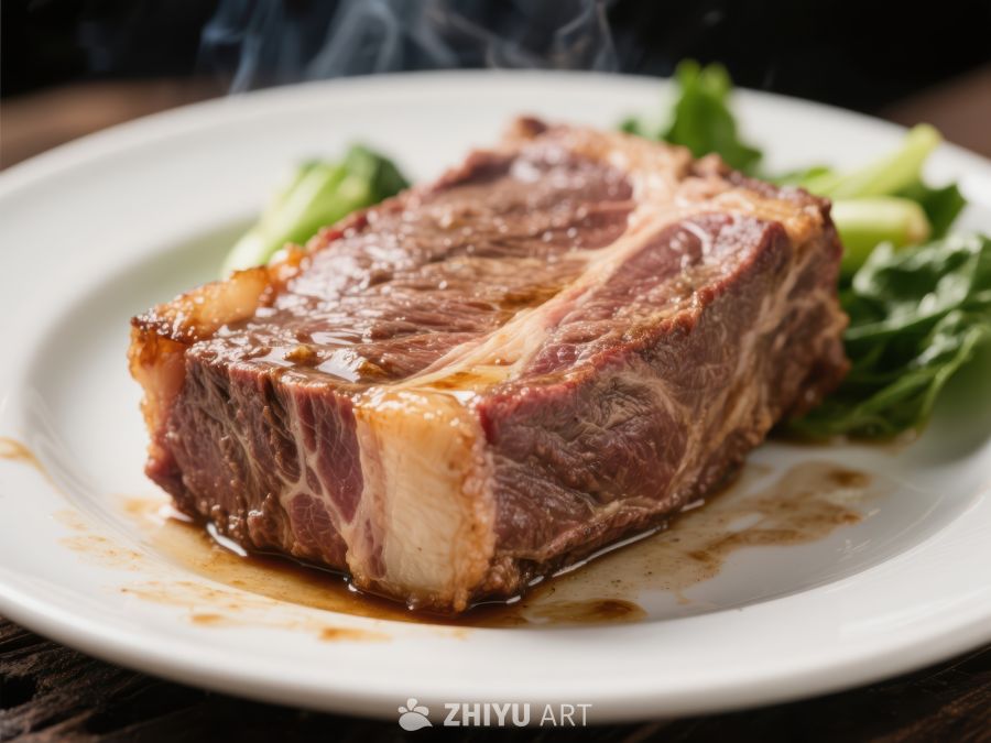煎制牛排配蔬菜
