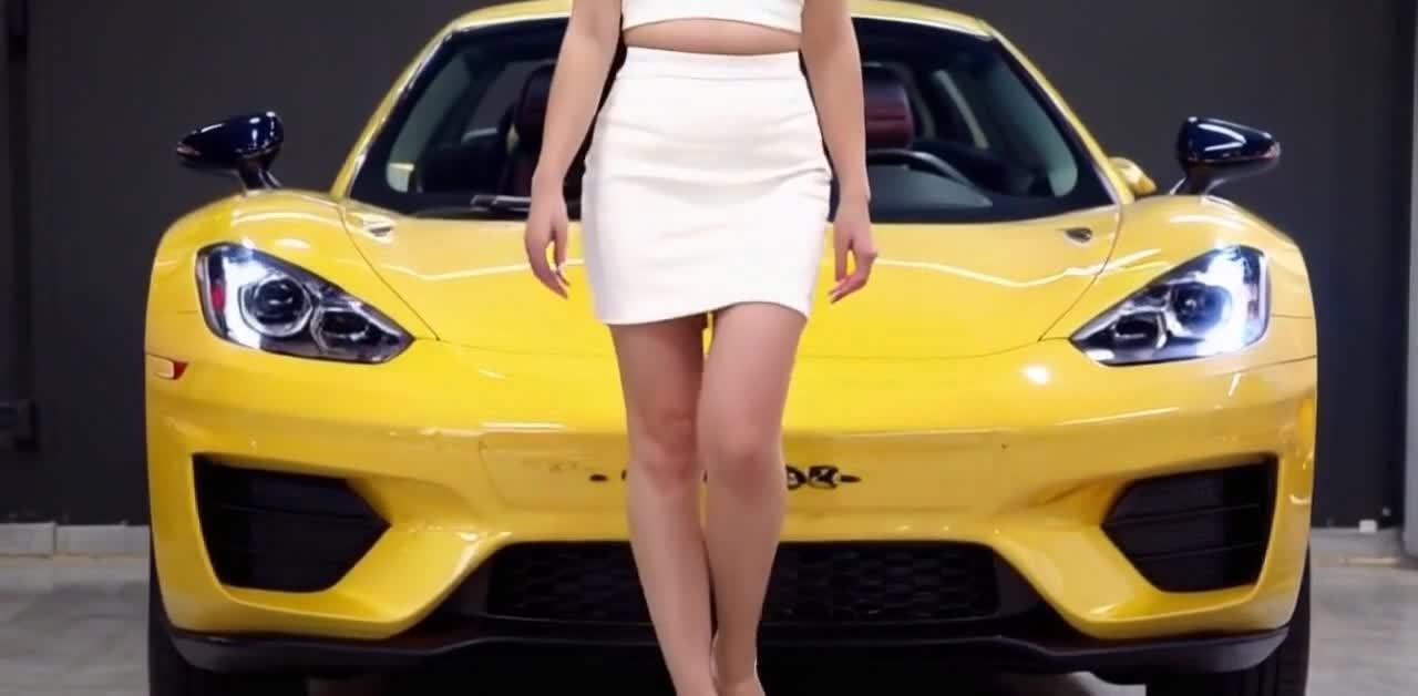 一个长发女子身穿白色短款上衣和包臀裙，脚穿高跟鞋，