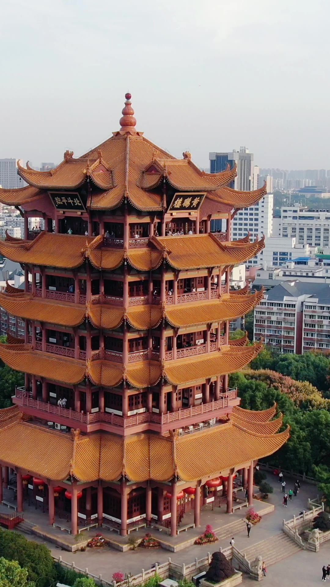 旅游景区武汉黄鹤楼5A景区竖屏航拍