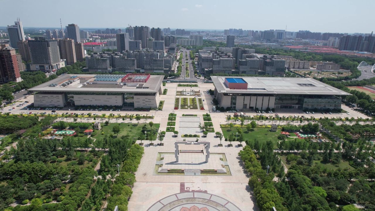 航拍许昌博物馆许昌大剧院