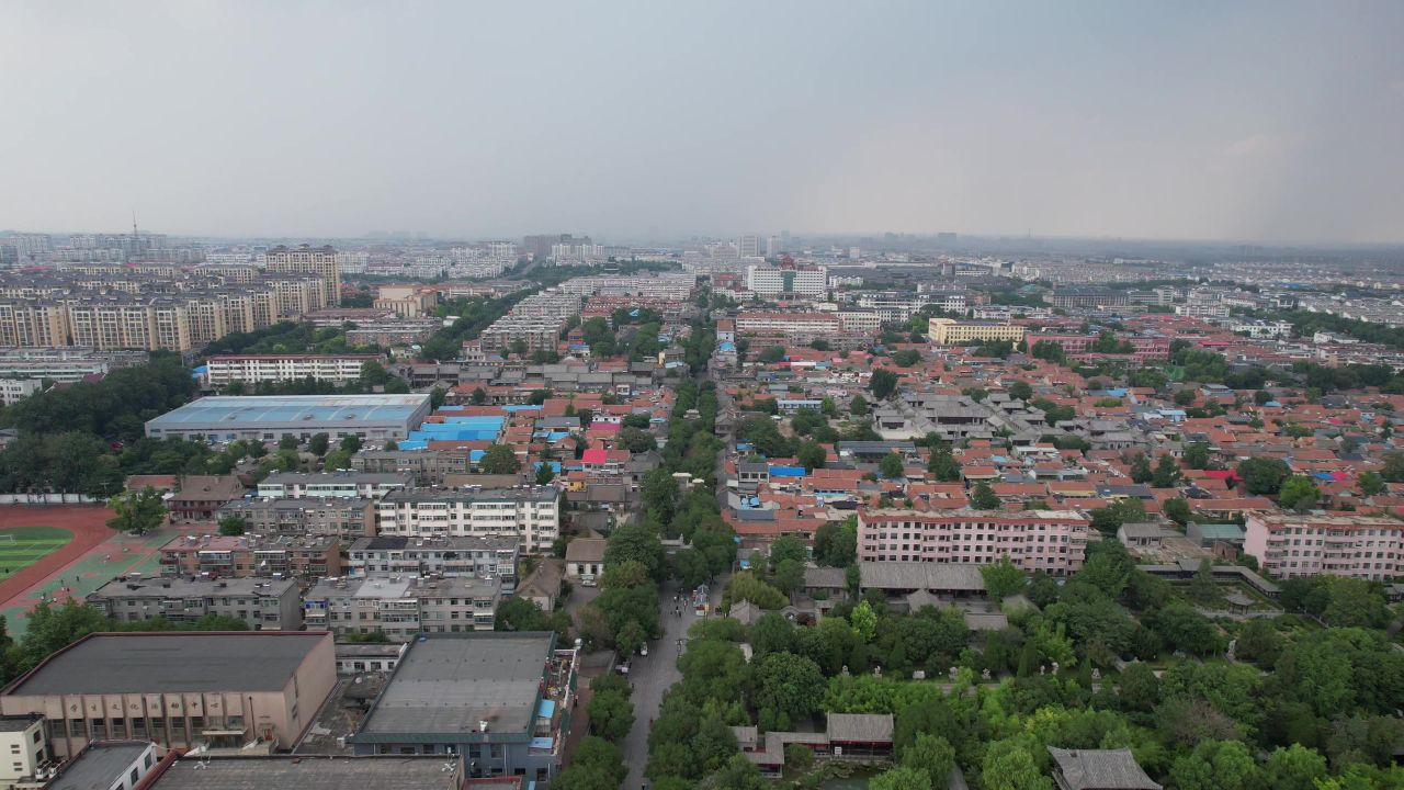 山东青州城市风光青州古城航拍 