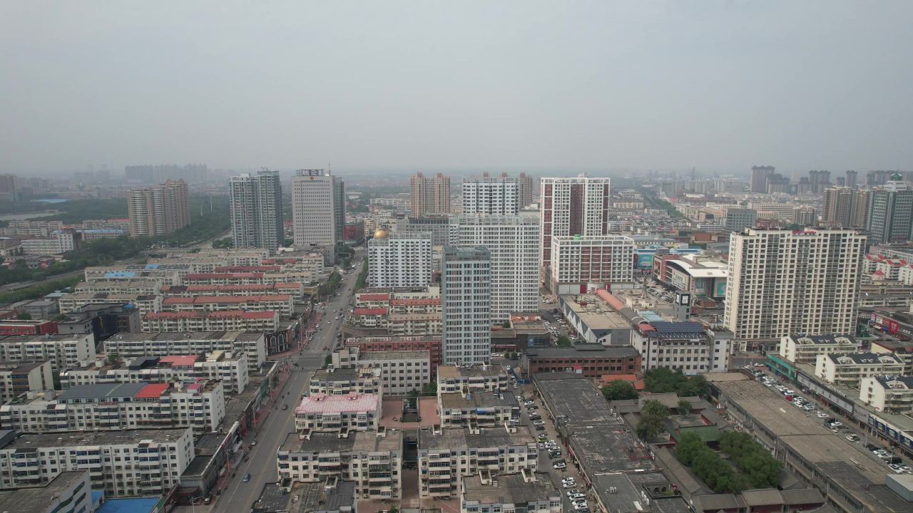 河北沧州城市风光航拍 