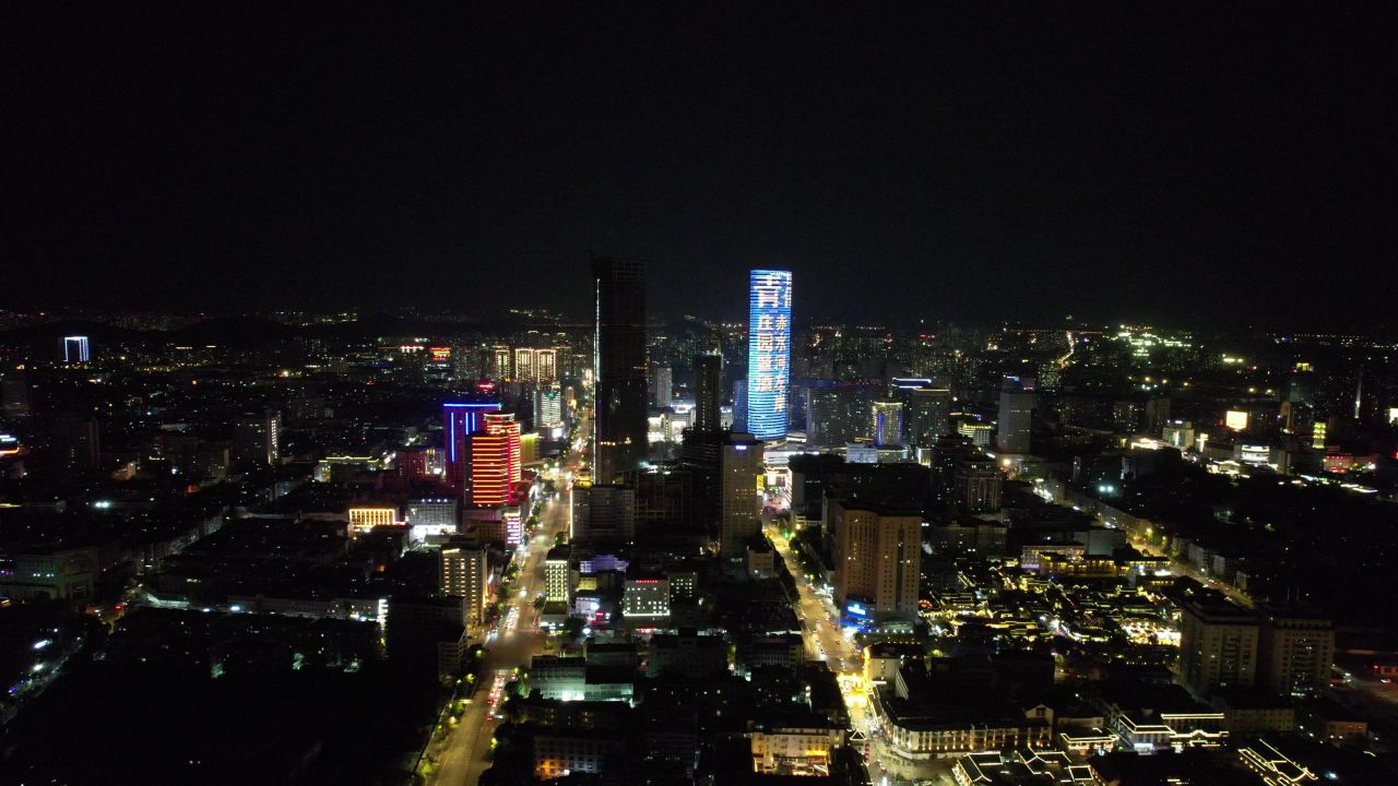 江苏徐州苏宁广场夜景航拍