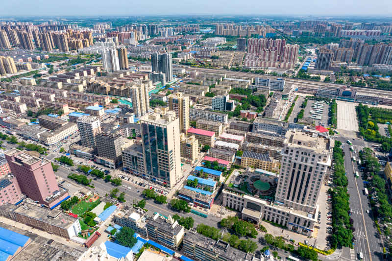 河北衡水城市风光航拍图