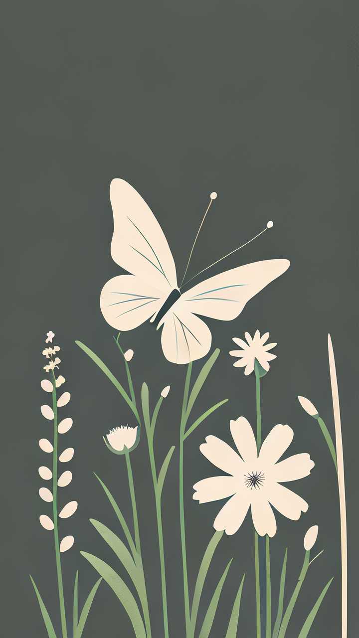 蝴蝶小花插画