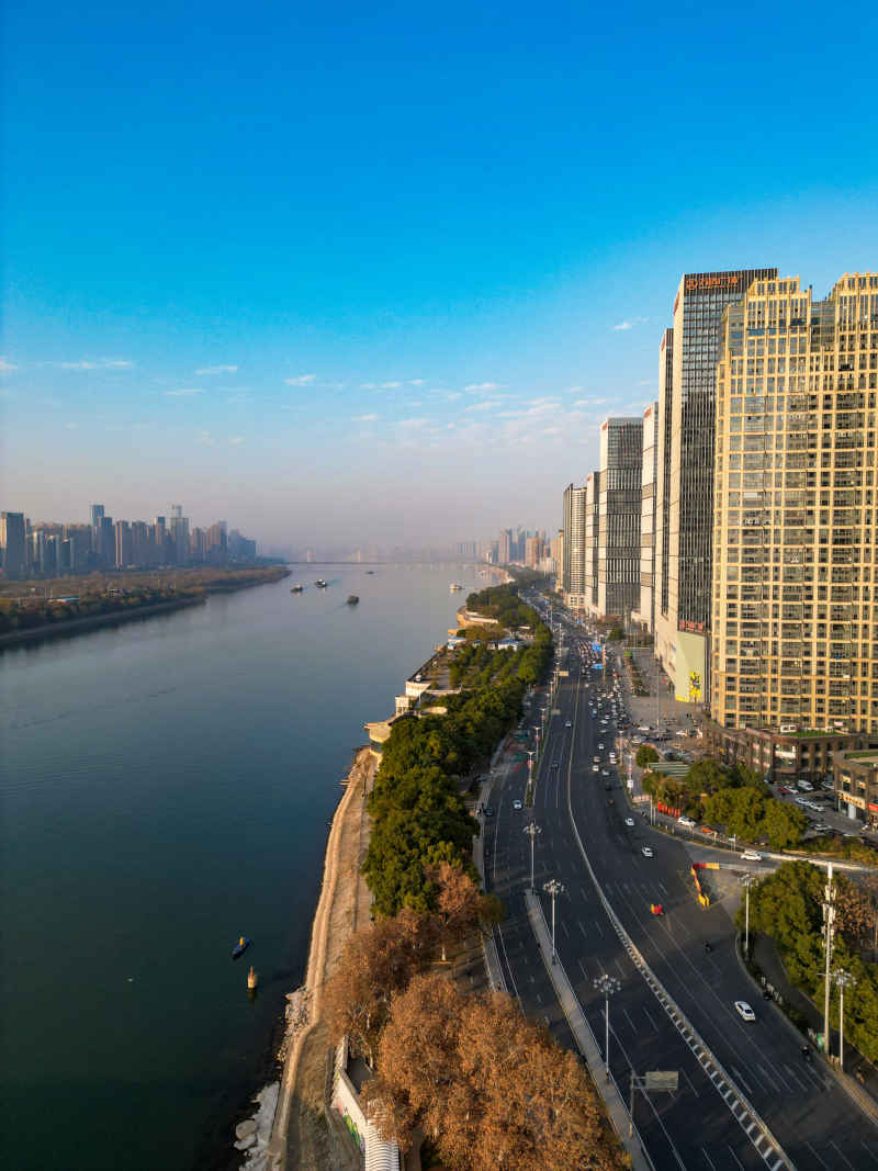 湖南长沙城市建筑高楼交通航拍摄影图