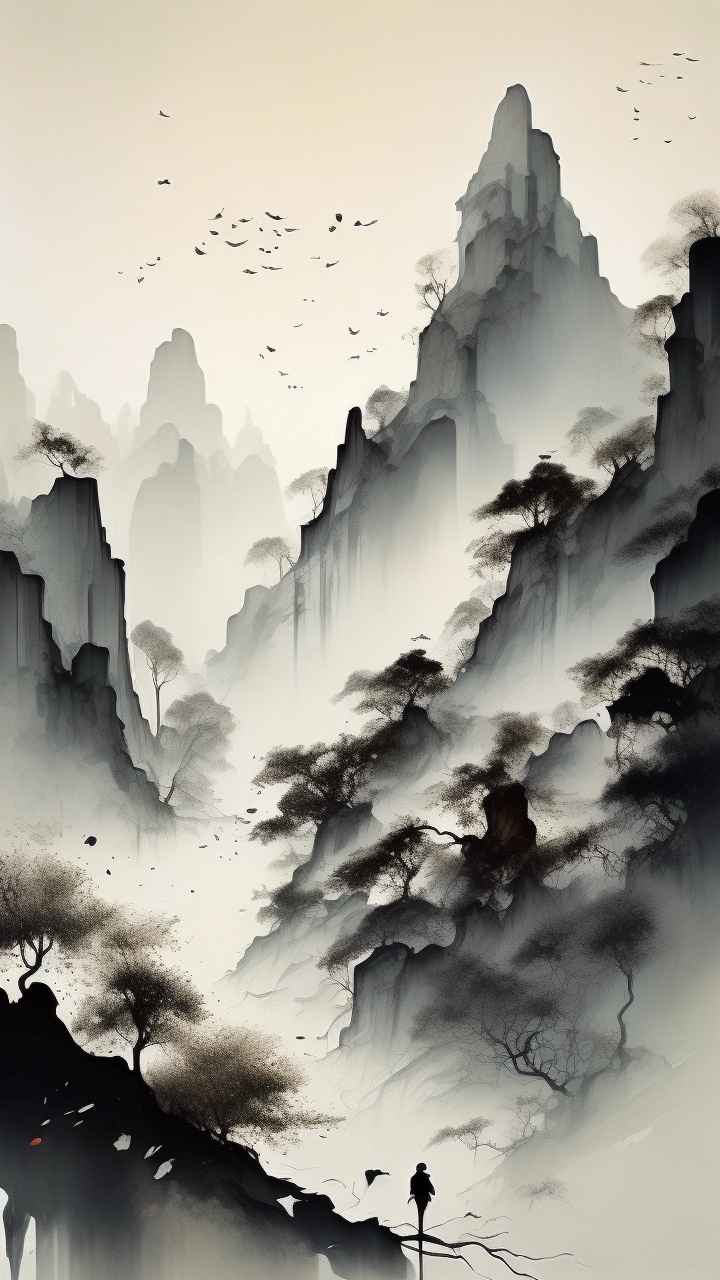 古风山水画唯美背景图 84