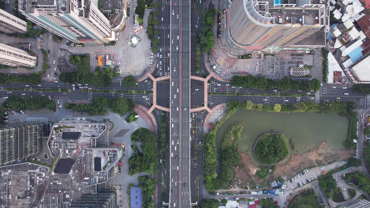 福建龙岩城市风光航拍 